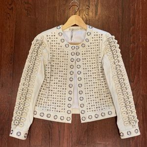 Alice and Olivia Kidman Embellished Leather Jacket
